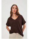 Moodo Majica z izrezom rjava Moodo