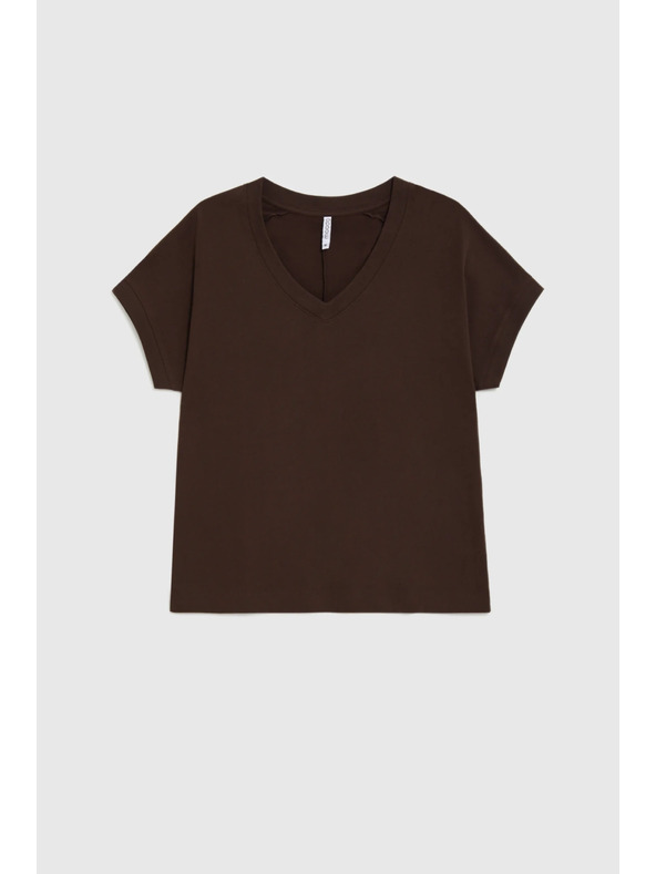 Moodo Majica z izrezom rjava Moodo
