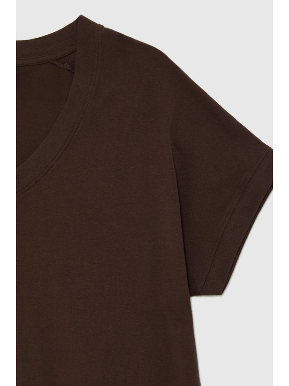 Moodo Majica z izrezom rjava Moodo