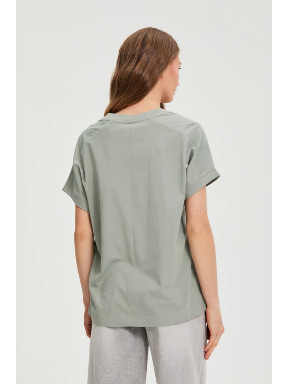 Moodo Majica z izrezom olivna Moodo