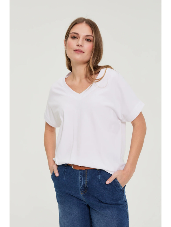 Moodo Majica z izrezom bela Moodo
