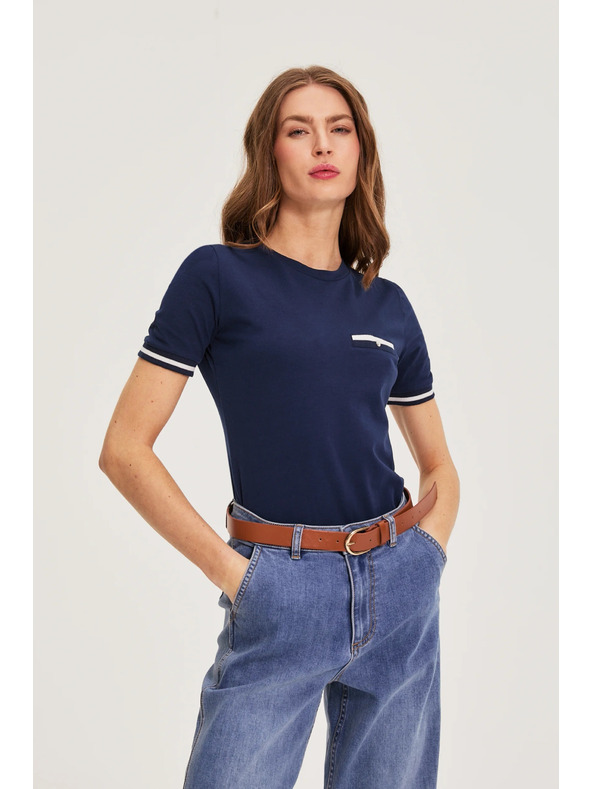 Moodo Bombažna majica temno modra Moodo