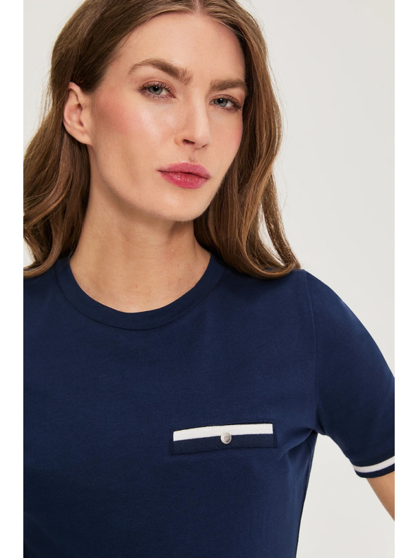 Moodo Bombažna majica temno modra Moodo