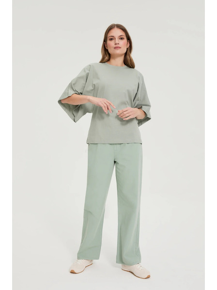 Moodo Bluza s širokimi rokavi olivna Moodo