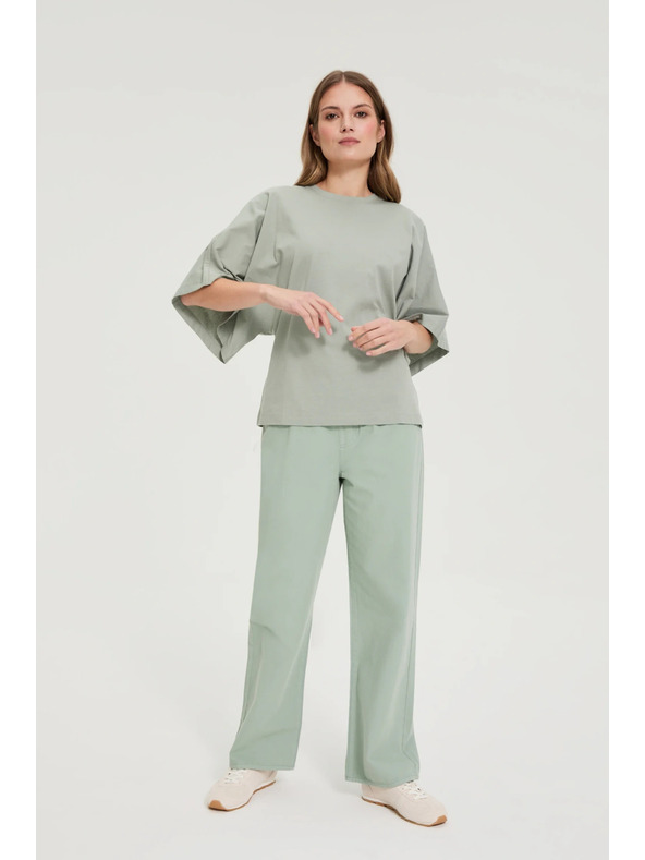 Moodo Bluza s širokimi rokavi olivna Moodo