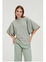 Moodo Bluza s širokimi rokavi olivna Moodo
