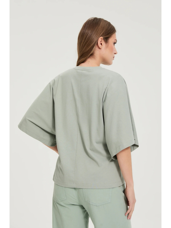 Moodo Bluza s širokimi rokavi olivna Moodo