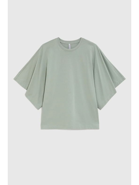 Moodo Bluza s širokimi rokavi olivna Moodo