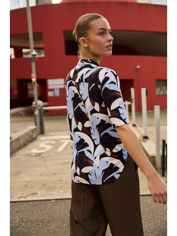 Moodo Vzorčena srajca temno modra Moodo