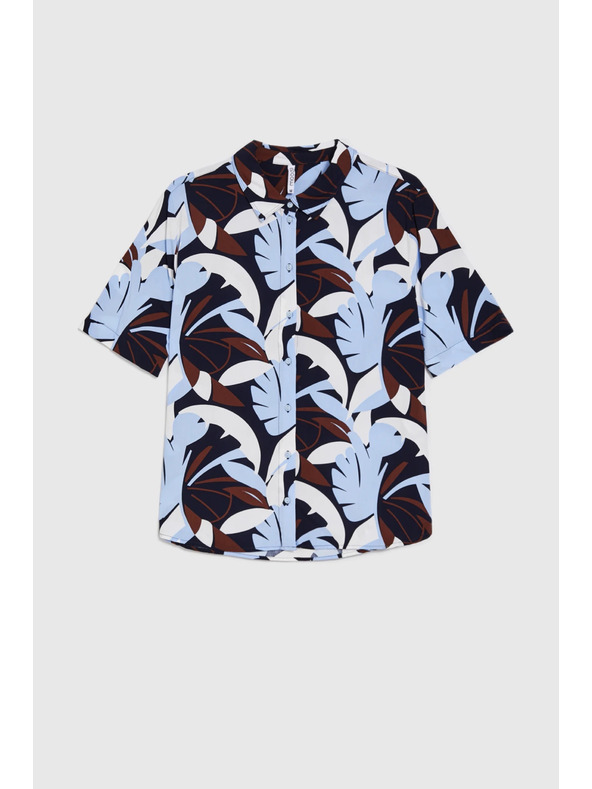 Moodo Vzorčena srajca temno modra Moodo