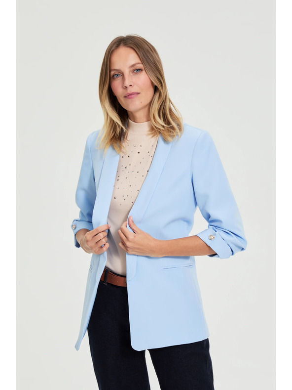 Moodo Sako s gubami na rokavih svetlo modro Moodo