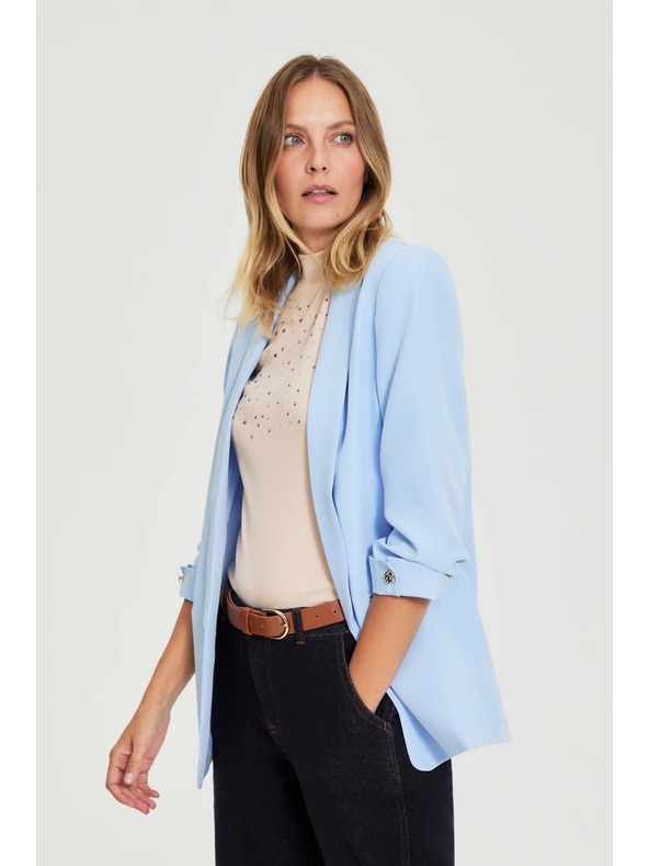 Moodo Sako s gubami na rokavih svetlo modro Moodo