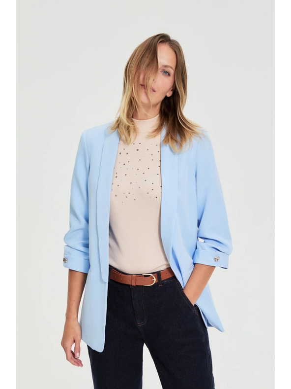 Moodo Sako s gubami na rokavih svetlo modro Moodo