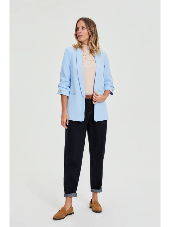 Moodo Sako s gubami na rokavih svetlo modro Moodo