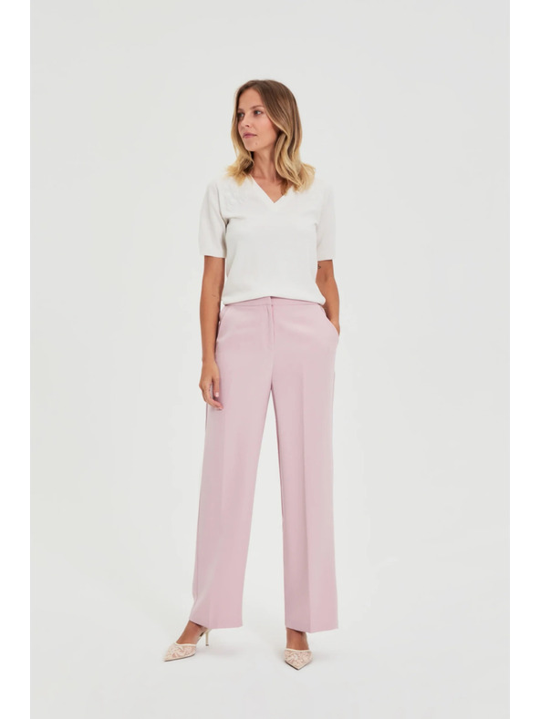 Moodo Hlače z obrobom rožnate barve Moodo