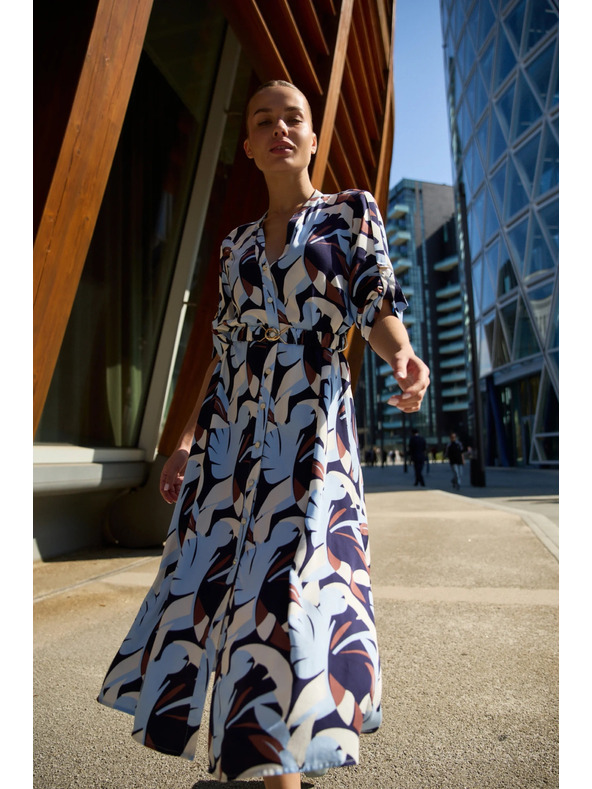 Moodo Temno modra viskozna obleka Moodo