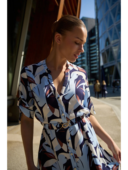 Moodo Temno modra viskozna obleka Moodo