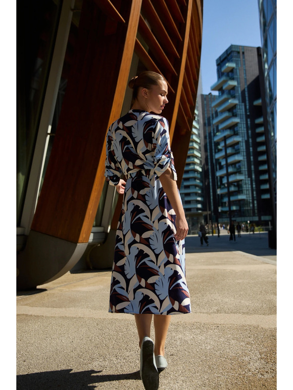 Moodo Temno modra viskozna obleka Moodo