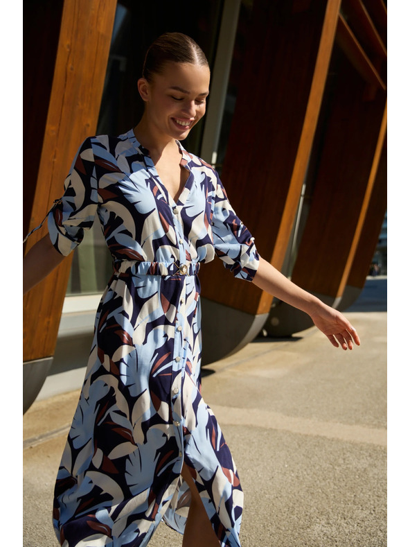 Moodo Temno modra viskozna obleka Moodo