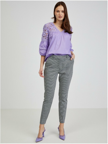 Orsay Bele in črne vzorčaste ženske hlače ORSAY