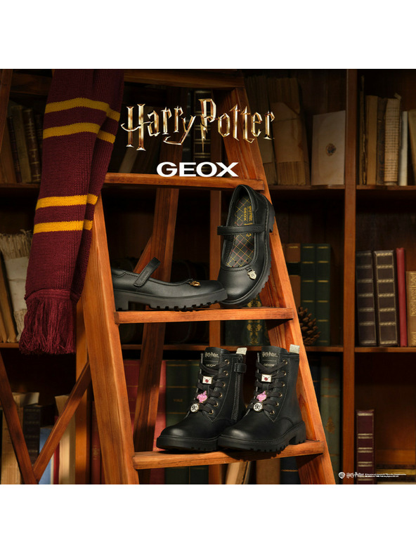 Geox Črni dekliški gležnjarski čevlji Geox Casey Harry Potter