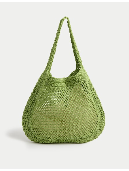 Marks & Spencer Tkana nakupna torba Marks & Spencer zelena