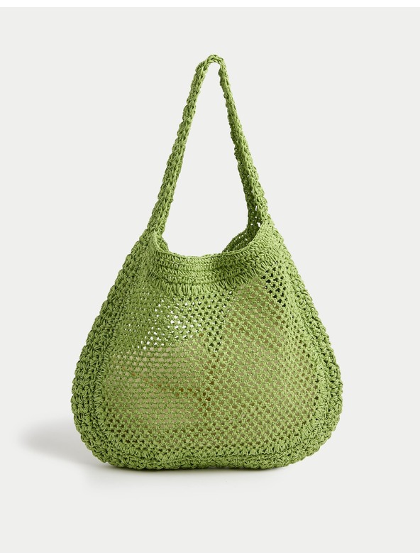 Marks & Spencer Tkana nakupna torba Marks & Spencer zelena