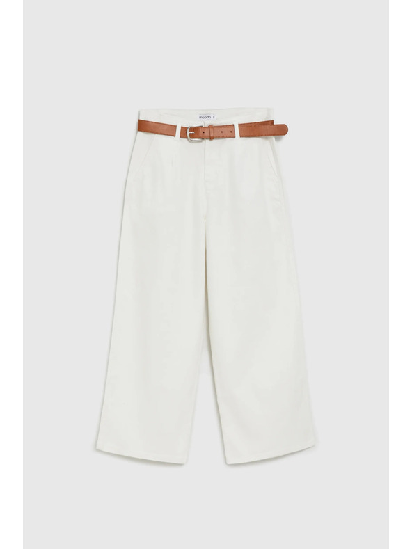 Moodo Kavbojke s širokimi hlačnicami bele Moodo
