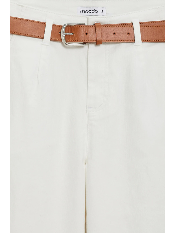 Moodo Kavbojke s širokimi hlačnicami bele Moodo
