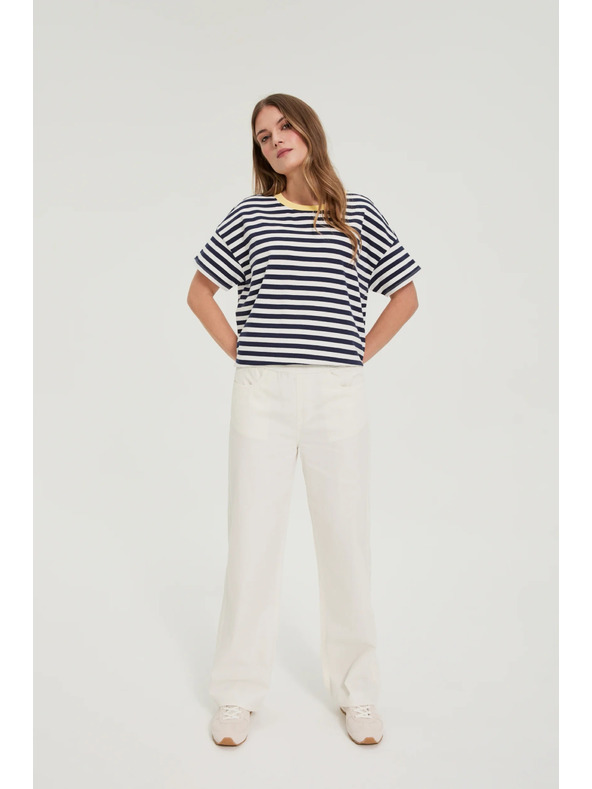 Moodo Kavbojke s širokimi hlačnicami bele Moodo