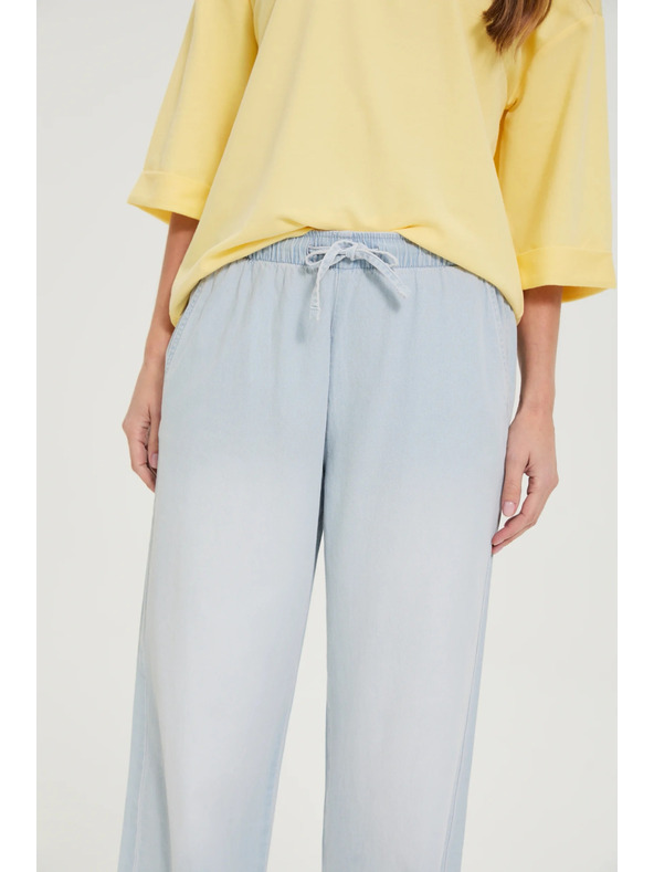 Moodo Modre jeans hlače z wide leg krojem Moodo