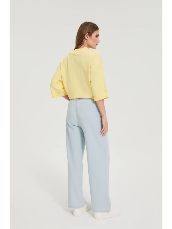 Moodo Modre jeans hlače z wide leg krojem Moodo