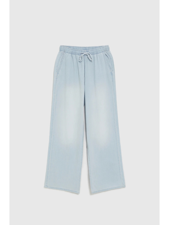 Moodo Modre jeans hlače z wide leg krojem Moodo