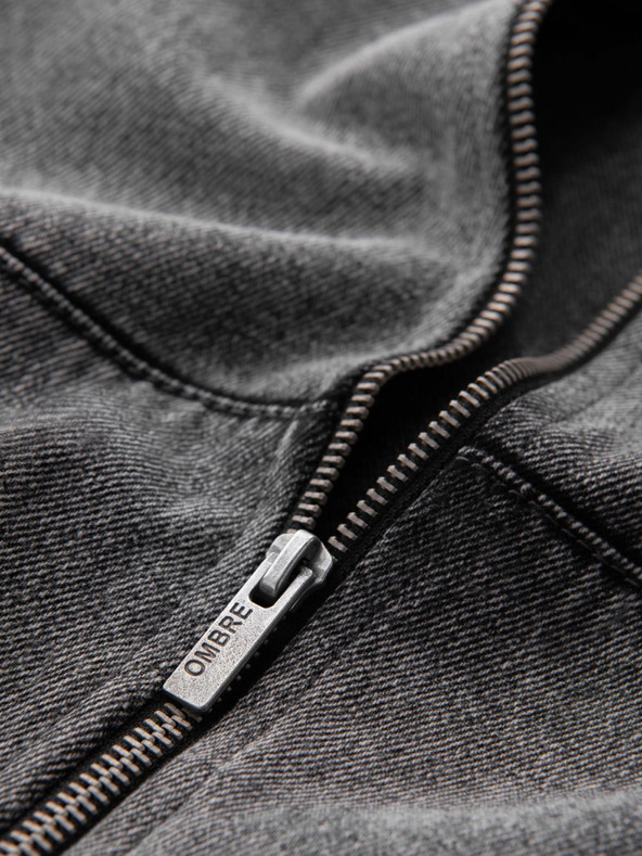Ombre Clothing Moška bomber jakna iz džinsa z učinkom pranja kamenja - siva V1 OM-JADJ-0163 Ombre Clothing