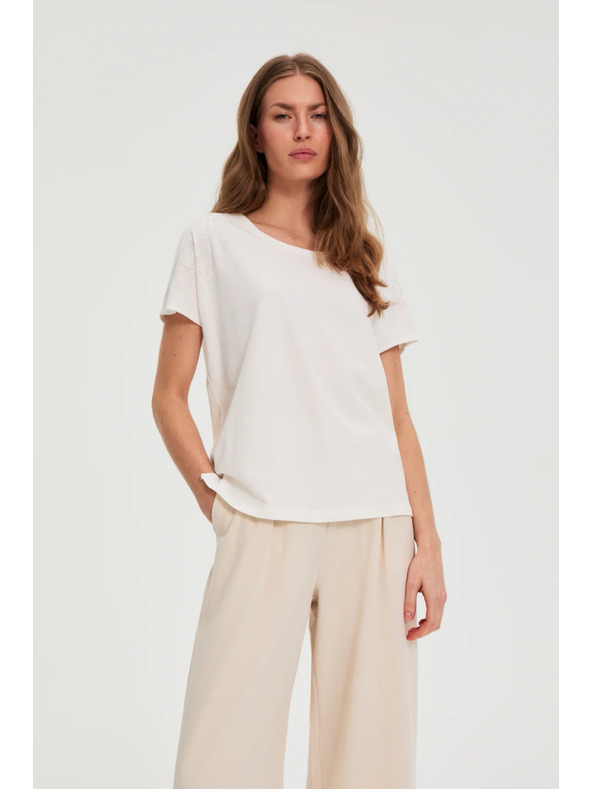 Moodo Bluza z okrasno aplikacijo bela Moodo