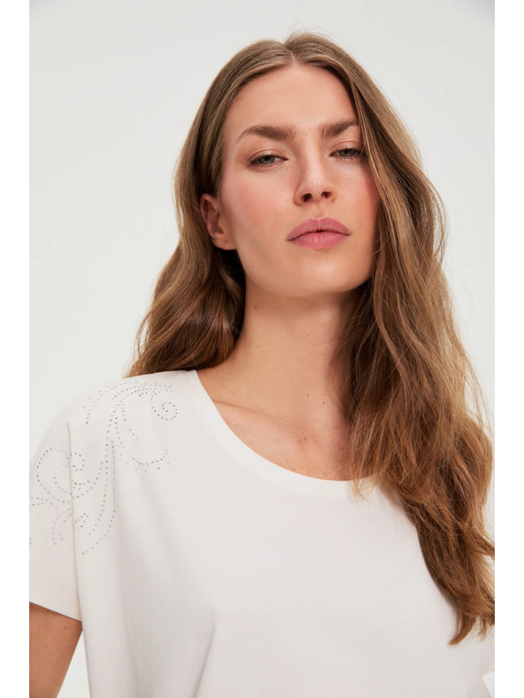 Moodo Bluza z okrasno aplikacijo bela Moodo