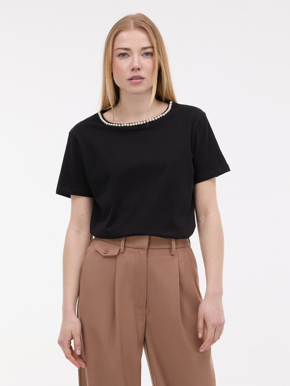 Orsay Črna ženska majica z aplikacijo ORSAY