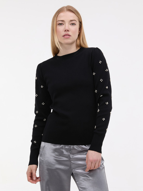 Orsay Črn ženski pulover z aplikacijo ORSAY