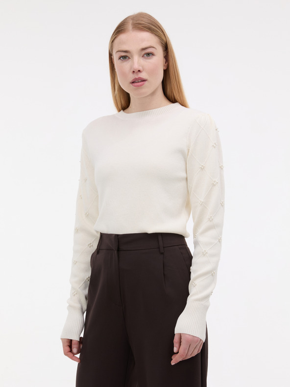 Orsay Kremni ženski pulover z aplikacijo ORSAY