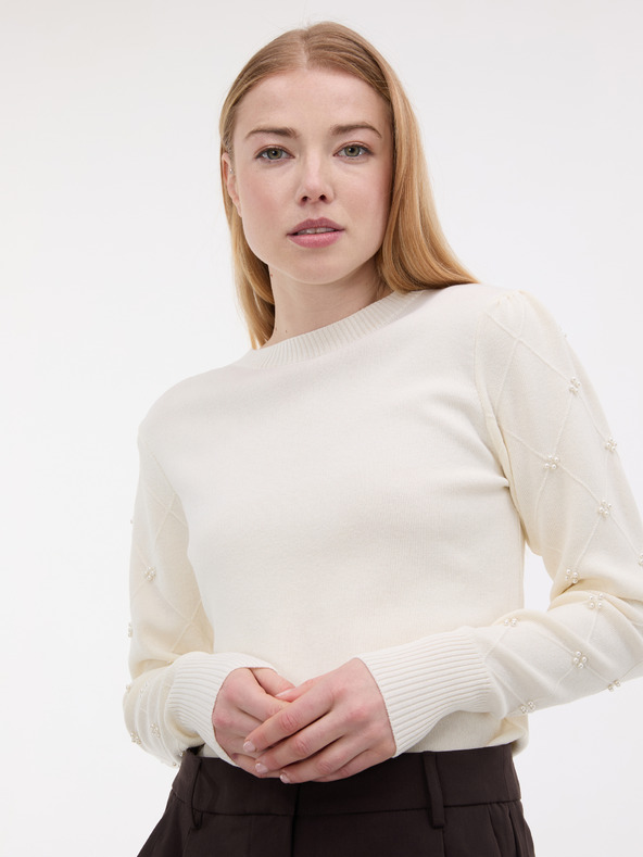 Orsay Kremni ženski pulover z aplikacijo ORSAY