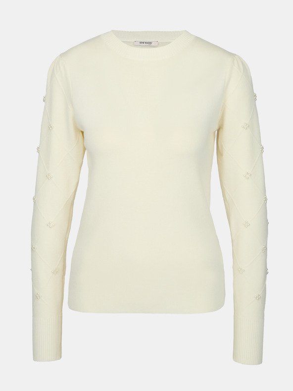 Orsay Kremni ženski pulover z aplikacijo ORSAY