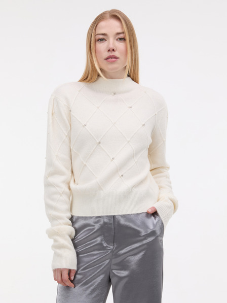 Orsay Kremni ženski pulover z aplikacijo ORSAY