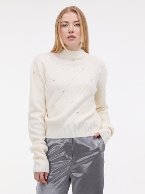 Orsay Kremni ženski pulover z aplikacijo ORSAY