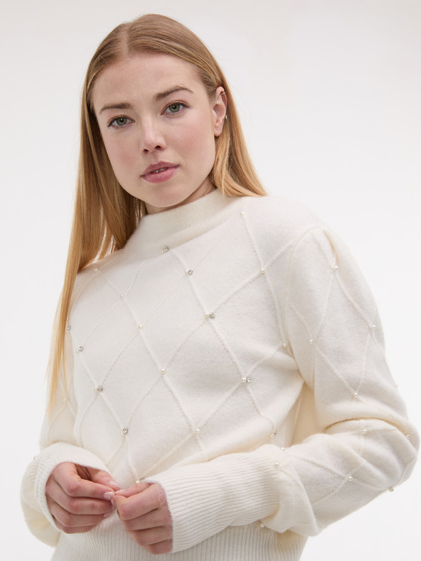 Orsay Kremni ženski pulover z aplikacijo ORSAY