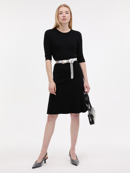 Orsay Črna ženska obleka do kolen ORSAY