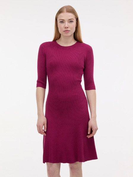 Orsay Vinsko rdeča ženska obleka do kolen ORSAY