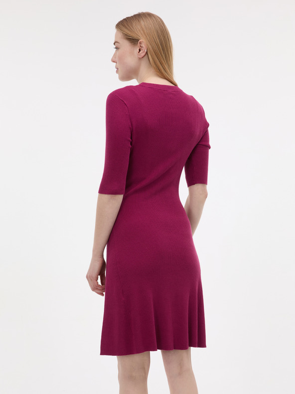 Orsay Vinsko rdeča ženska obleka do kolen ORSAY