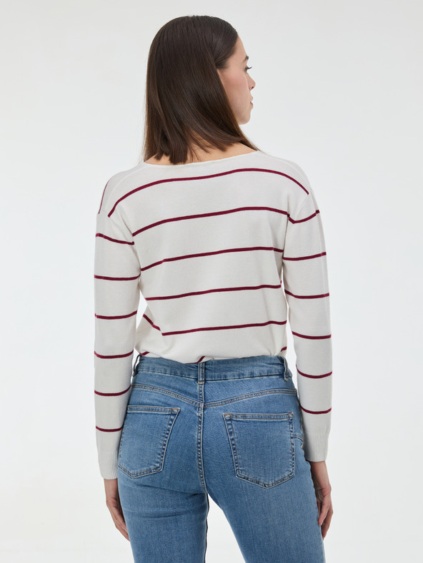 Orsay Rdeč ženski črtasti pulover ORSAY