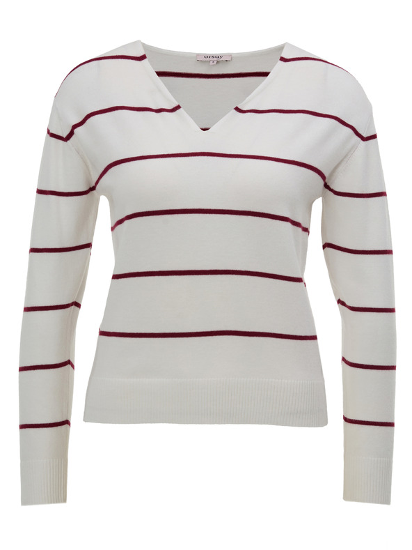 Orsay Rdeč ženski črtasti pulover ORSAY