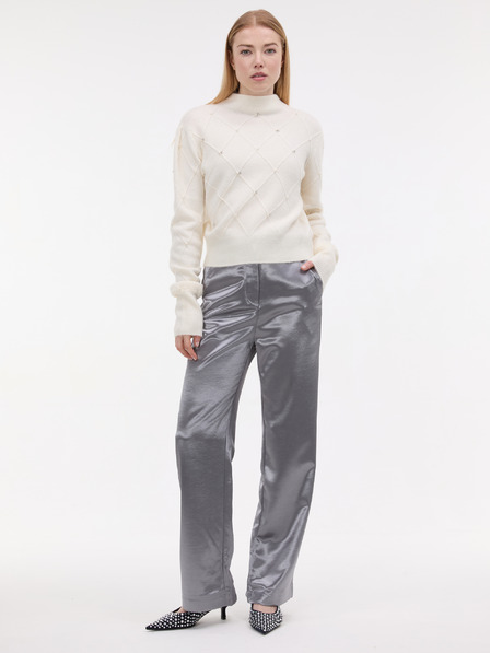 Orsay Srebrne satenaste ženske hlače ORSAY